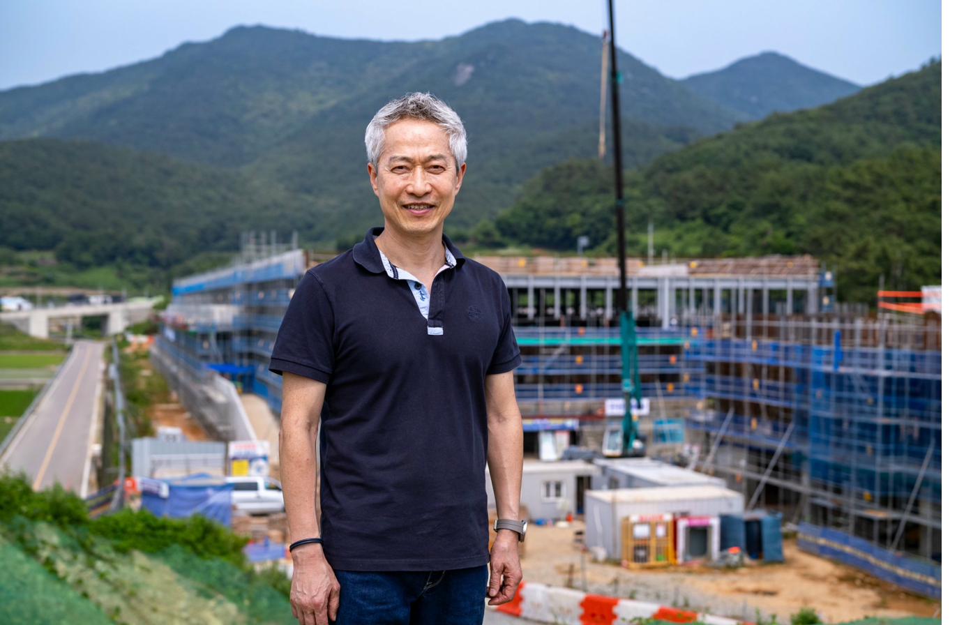 Dr. Lee at the construction site